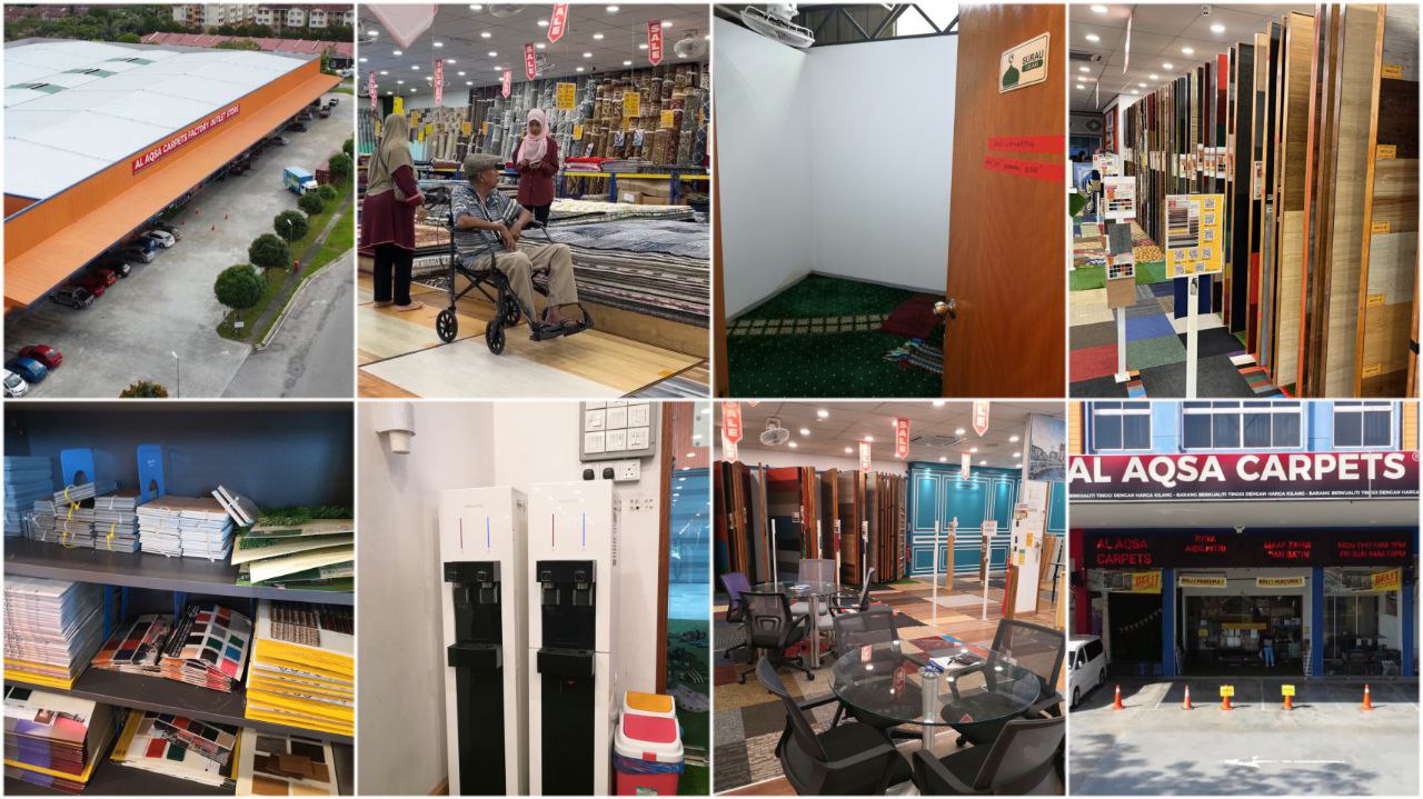 There is a water dispenser, friendly for children and the elderly, spacious parking, discussion table, prayer hall, air-conditioned, product samples available